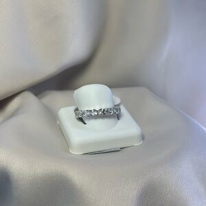 Elegant Silver Band with Clear Stones